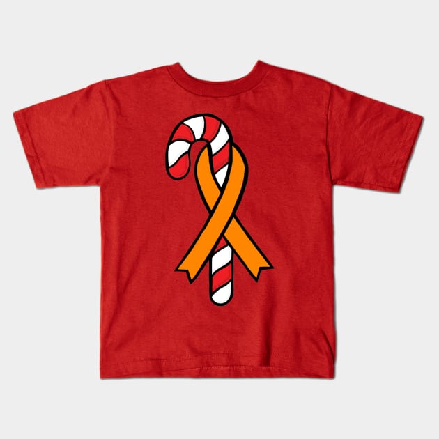 Candy Cane Awareness Ribbon (Orange) Kids T-Shirt by CaitlynConnor